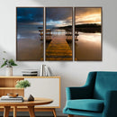 Serene Lake Pier at Sunset Canvas Print | Landscape Canvas