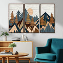 Abstract Wood Panel Effect Mountain Range Top Wall Art