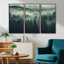 Misty Forest Wall Art Premium Canvas Print a Foggy and