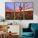 Arizona Desert Wall Art Canvas Print - Framed Deser Sunset