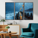 Stormy Night at Beach Pier Oil Painting Large Wall Art
