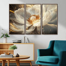 Gold Floral Wall Art Canvas Print, Framed Modern Flower Art by MyGreatCanvas | Canvas Wall Art Prints | Photo Prints & Wall Decor