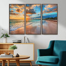 Serene Beach Sunset Wall Art | Coastal Ocean Canvas Print |