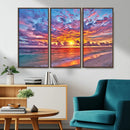 Vibrant Sunset Beach Wall Art - Ocean Sunset Canvas Print |