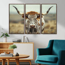 Texas Cow Longhorn Wall Art Canvas Print for Farm House Wall