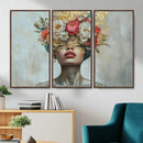 Golden Petal Wall Art Canvas Print - Silhouette Woman Wall
