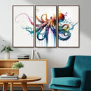 Watercolor Vibrant Octopus Wall Art Canvas Print | Abstract
