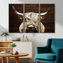 Highland Cow Wall Art Canvas Print, Rustic Farmhouse Decor,