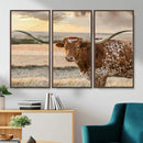 Texas Longhorn Wall Art Canvas Print, Rustic Ranch Decor,
