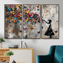 Banksy Wall Art - Banksy Girl and Butterfly Explosion Wall