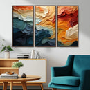 Blue Orange Abstract Wave Wall Art Canvas Print, Framed Blue