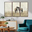 Chines Style Grunge Horses Wall Art Canvas Print