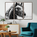 Winter Horse Canvas Print | Large 3-Panel Black White Equine by MyGreatCanvas | Canvas Wall Art Prints | Photo Prints & Wall Decor