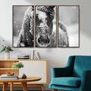 Black and White Horse Winter Wall Art | Ready to Hang and