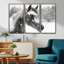 Black Horse Winter Wall Art | Ready to Hang and Framed |