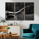 Cow Longhorn Wall Art | Black and White Print | Ready to by MyGreatCanvas | Canvas Wall Art Prints | Photo Prints & Wall Decor