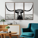 Longhorn Bull Canvas Print | Rustic Farmhouse Wall Art |
