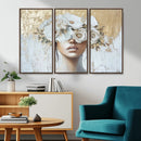 Golden Petal Wall Art - Canvas Print Flower Head Woman