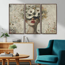 Abstract Floral Women Patel Wall Art Canvas Print