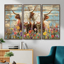 Cute Highland Cow Canvas Wall Art - Rustic Farmhouse Decor