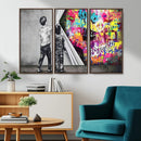 Banksy Print - Street Art Canvas Wall Art - Kids Revealing