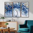 Blue and Gold Abstract Tree Wall Art Canvas Print | Modern