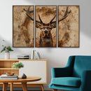 Wood Abstract Deer Wall Art | Rustic Wildlife Canvas Print |