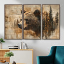 Rustic Grizzly Bear Wall Art, Abstract Grizzly 399 Bear Wall