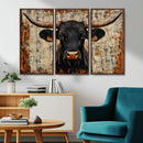 Rustic Texas Artwork Wall Art Canvas Print - Abstract Cow