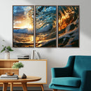 Ocean Wave at Sunset Canvas Wall Art – Vibrant Coastal Beach