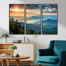 Sunrise Over Mountain Range Wall Art Canvas Print, Farmhouse