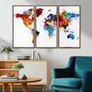 Colorful World Map Canvas Wall Art Print, Contemporary
