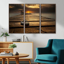 Stones on Wooden Pier at Sunset Canvas Print, Serene Coastal by MyGreatCanvas | Canvas Wall Art Prints | Photo Prints & Wall Decor