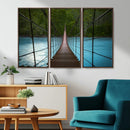 Suspension Bridge Over River Canvas Art | 3-Panel Nature by MyGreatCanvas | Canvas Wall Art Prints | Photo Prints & Wall Decor