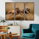 Large Wall Art Canvas Print – Two Running Brown Horses