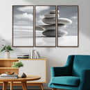 Still Life Black and White Zen Stones Wall Art Canvas,