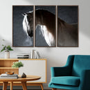 Large Wall Art Cream Colored Horse on Grey Background Canvas