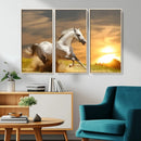 Large Wall Art Galloping White Horse at Sunset Canvas Print