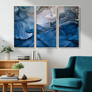 Navy Blue Canvas Art Abstract Print – Elegant Triptych