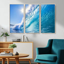 Blue Big Wave Surfing Ocean Canvas Wall Art Artwork Print