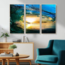 Ocean Wave at Sunset Canvas Art, Large Wall Print of Vibrant