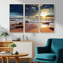 Golden Hour Beach Sunset Canvas Triptych, Ocean Waves and by MyGreatCanvas | Canvas Wall Art Prints | Photo Prints & Wall Decor
