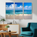 Tropical Beach 3-Panel Canvas Wall Art – Serene Ocean Waves