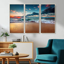 Sunset on Beach Wall Art Ocean Beach Canvas Print