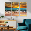 Golden Sunset Beach Canvas Wall Art – Triptych Seascape by MyGreatCanvas | Canvas Wall Art Prints | Photo Prints & Wall Decor