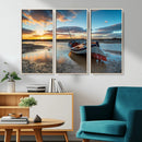 Small Boat At The Beach Sunset Wall Art, Boat Sunset Wall