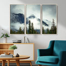 Mountain Mist Canvas Wall Art Print | 3-Panel Foggy Forest
