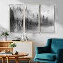 Foggy Misty Forest Canvas Wall Art – Black and White