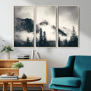 Large Foggy Mountain Forest Wall Art Canvas Print | Misty