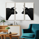 Spanish Bull Art - Framed Black and White Bull Canvas Print